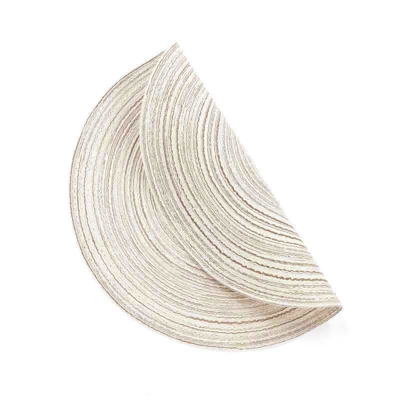 SHACOS Placemats Set of 8 Round Braided Place Mats 15 inch Washable Table Mats for Home Wedding Holiday Party (Ivory, 8) - Image 2
